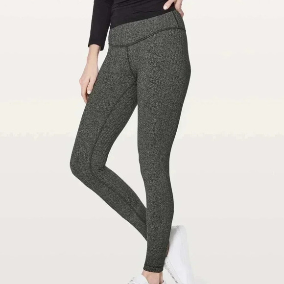 lululemon athletica Pants - Lululemon Athletica Wunder Under herringbone pattern athleisure leggings